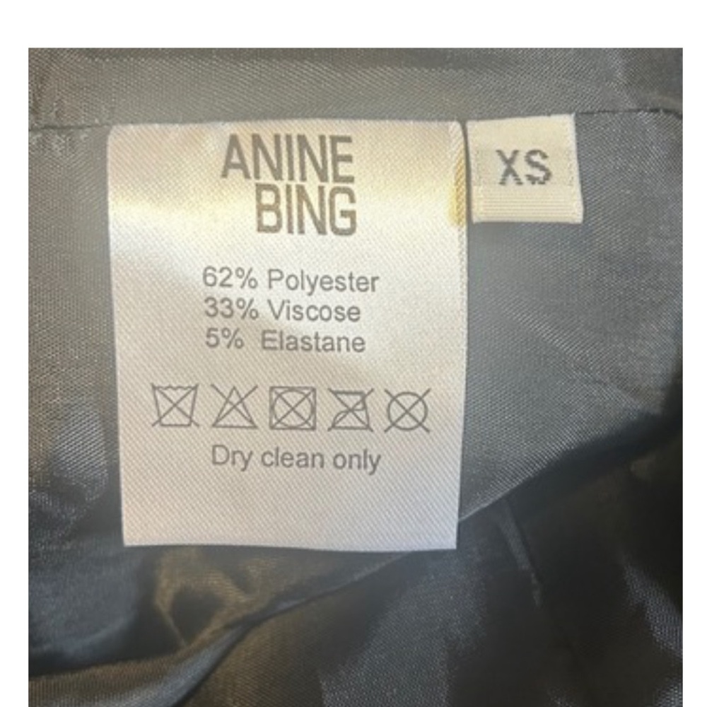 Anine Bing Single Button Blazer | Charcoal Grey with Faux Leather Trim | Size XS - Picture 5 of 9